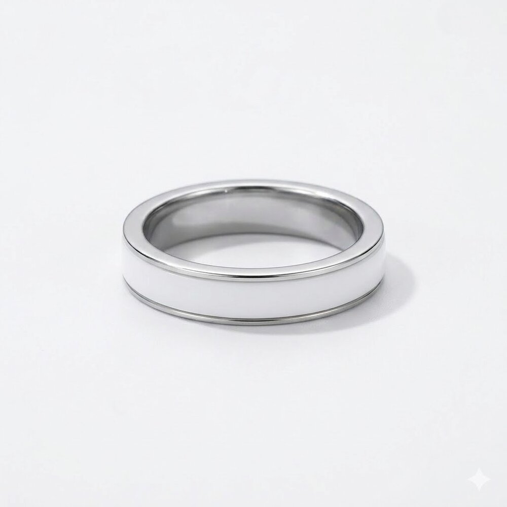 Polished Silver Tone Spinner Fidget Band Ring Size 11 Unisex Modern Minimalist